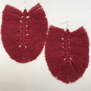 New Crimson Macrame Earrings